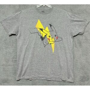 Pokemon Pikachu Shirt Mens XL Cotton Anime Yellow Lighting Bolt‎